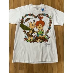 NEW VTG 1994 The Flintstones Pebbles & Bam Bam Cartoon Graphic T Shirt Sz L USA
